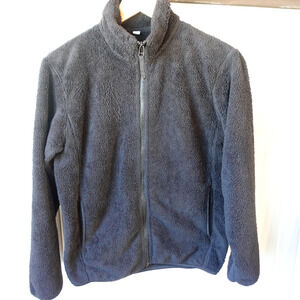 Uniqlo Jacket Womens Small‎ Black Fleece Full Zip Sherpa Soft Cozy Sweater